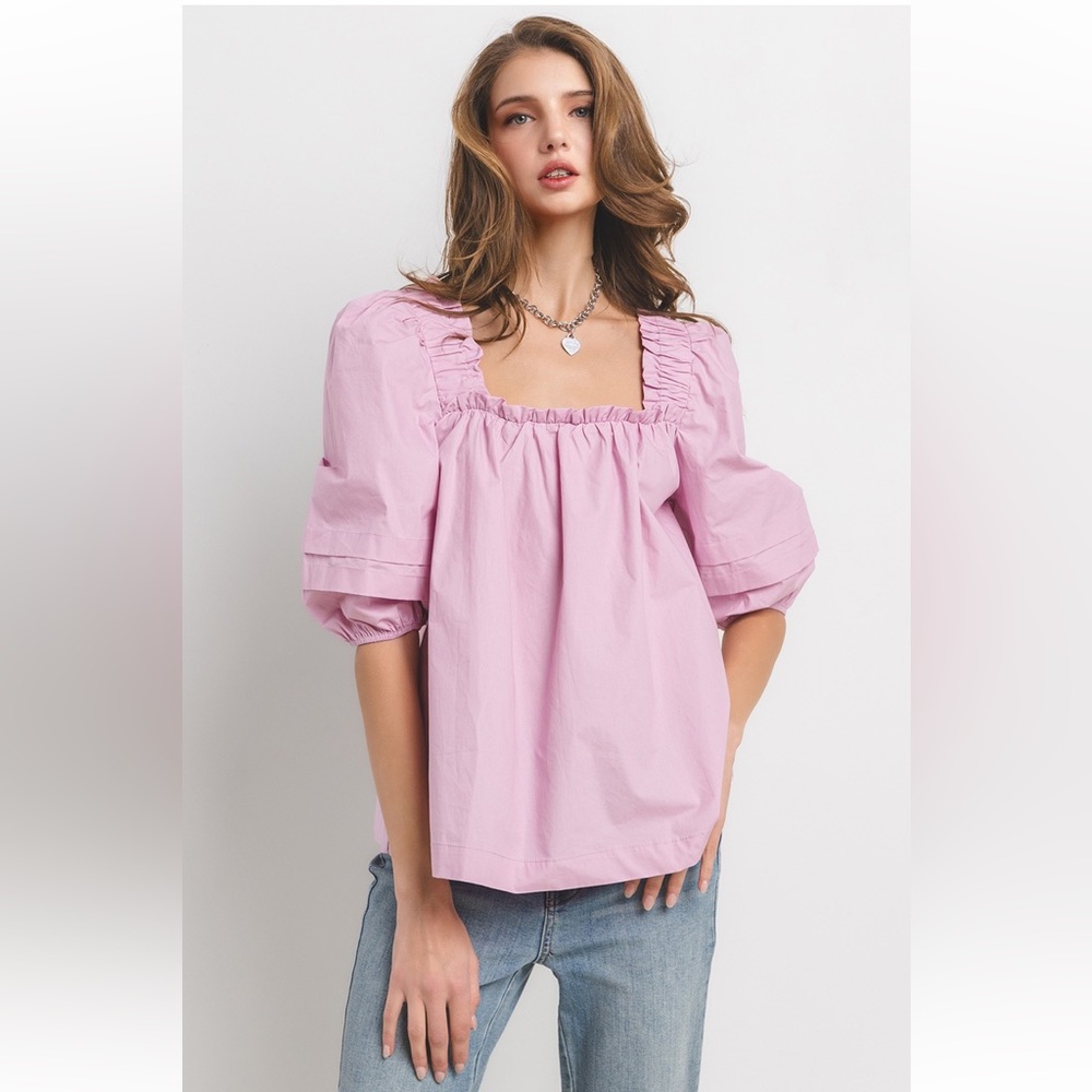 ShopEvelynne Lavender Puff Sleeve Top